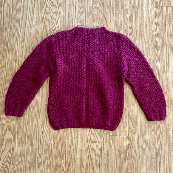 Handmade Italian Pink Wool Pom-Pom Sweater Shirt Womens Medium - Picture 6 of 9